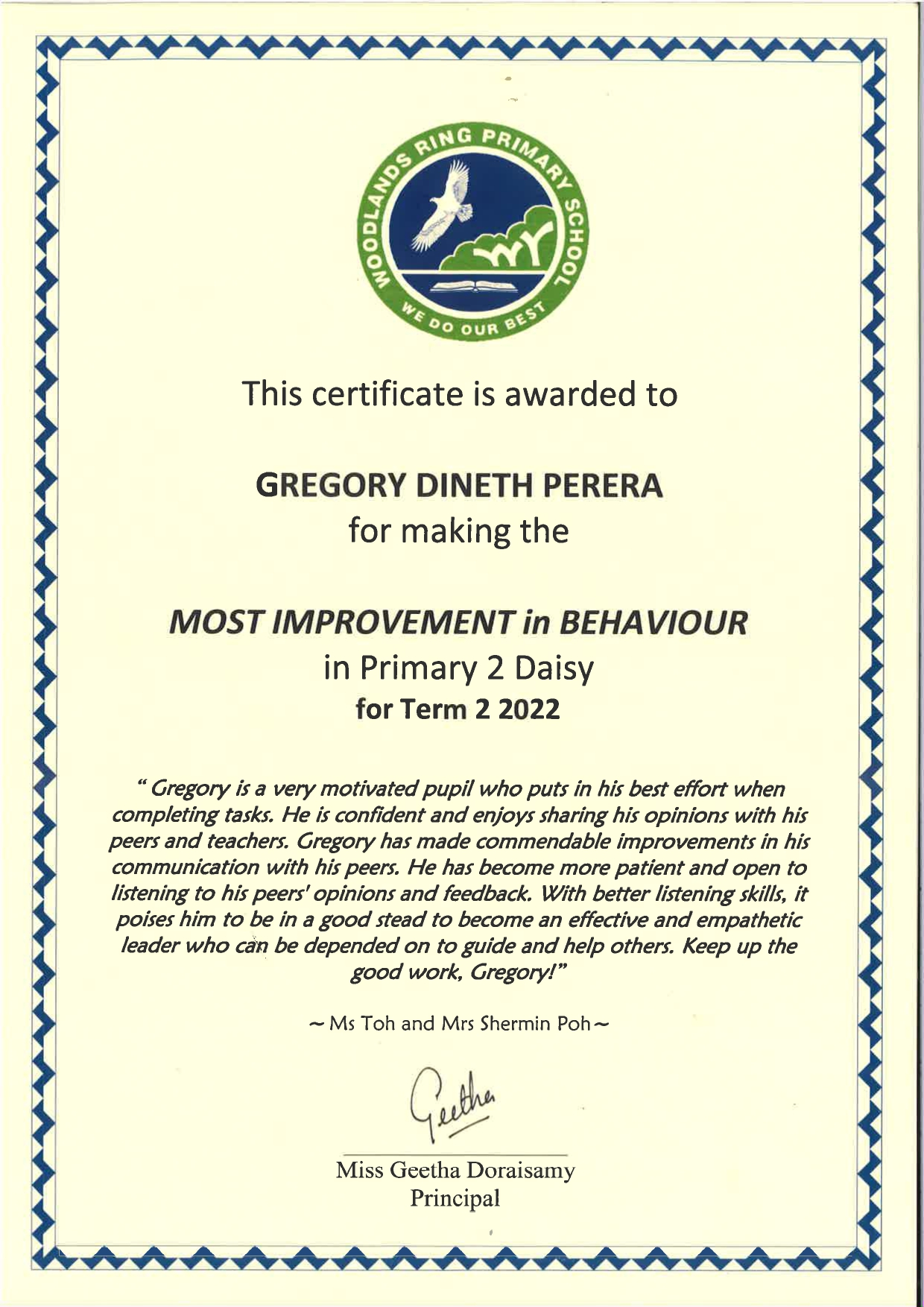 Awards Certificate